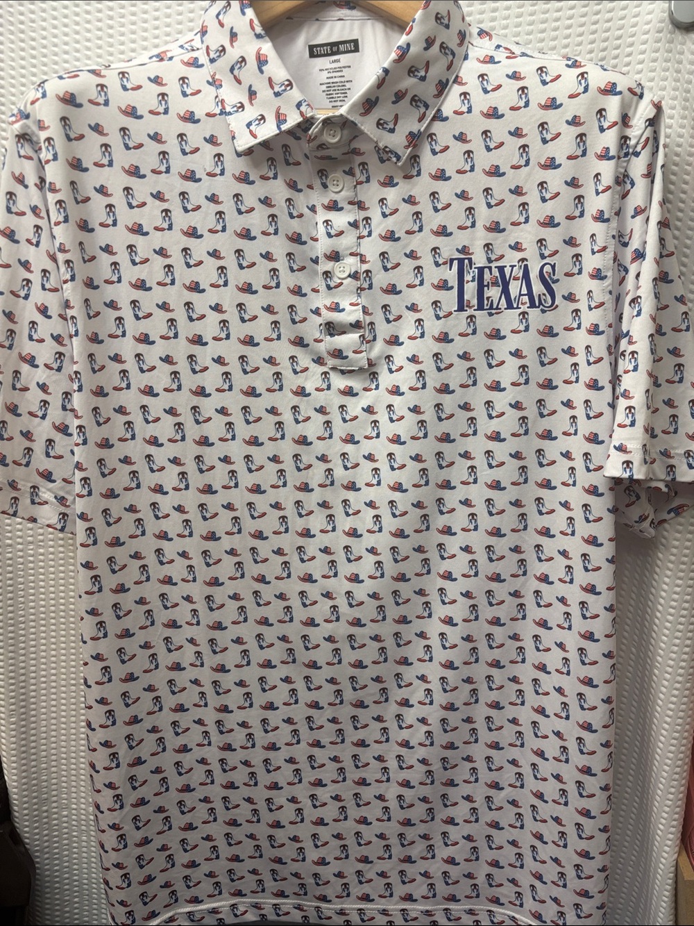 Men’s State of Mine “Boot Scootin” polo size Large